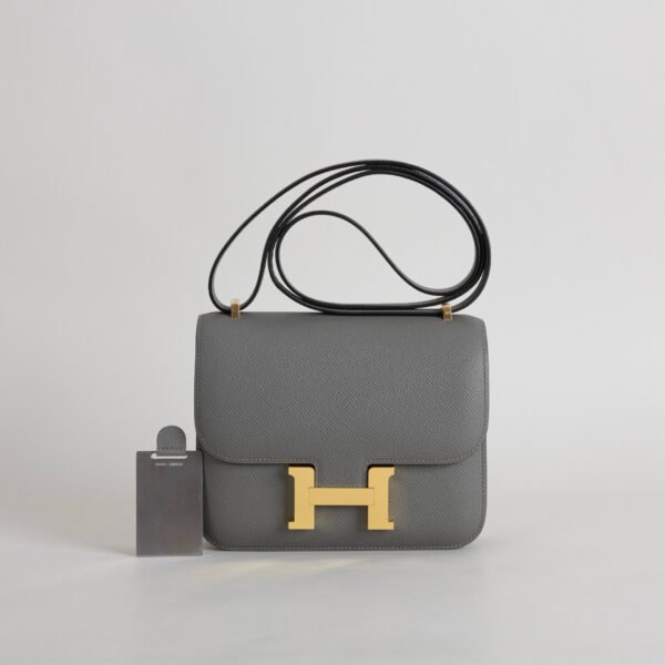 USA New York Hermes Constance 18CM Epsom Leather 0L Gris Meyer Gold Hardware