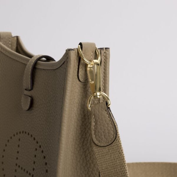 Hermes Bag Images 0M Chai Clemence Leather Mini Evelyne 18CM Gold Hardware