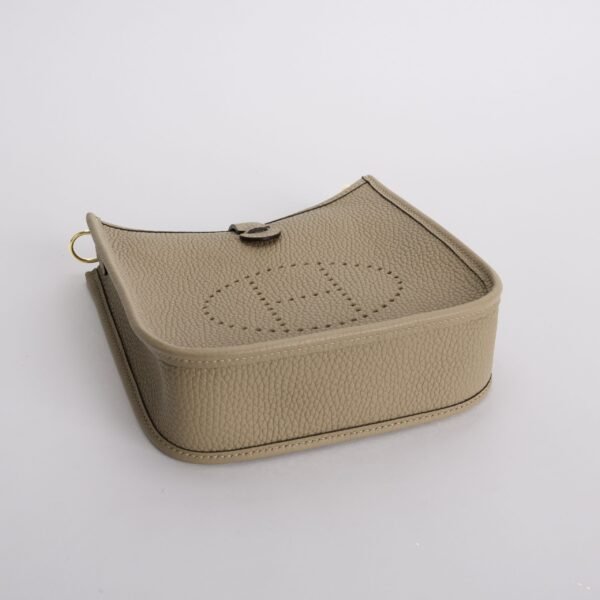 Hermes Bag Images 0M Chai Clemence Leather Mini Evelyne 18CM Gold Hardware