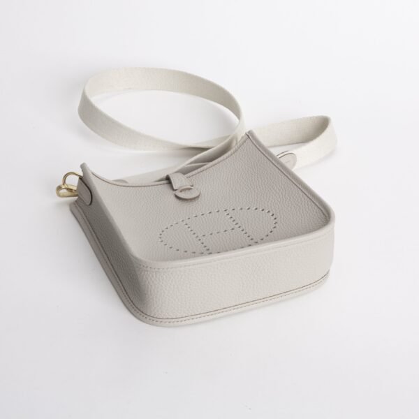 Stock Hermes 8L Beton Clemence Leather Mini Evelyne 18CM Gold Hardware