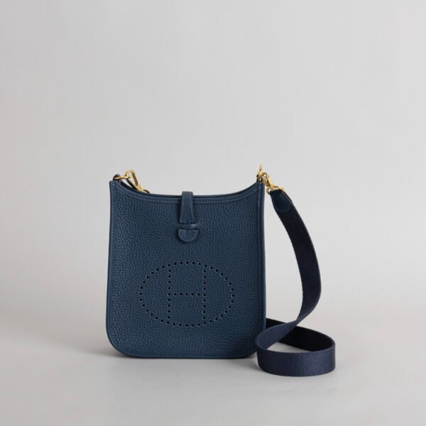 wsxc1747148305104_0-1 Full Handmade Hermes Mini Evelyne 18CM Clemence Leather CC37 Blue Saphir Gold Hardware