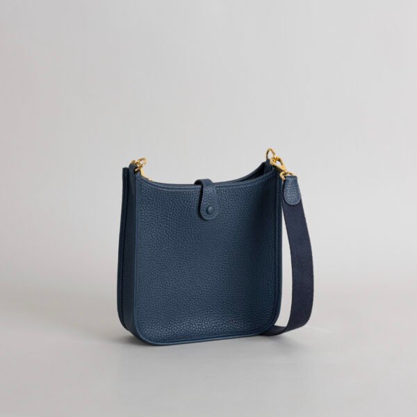 wsxc1747148305104_1 Full Handmade Hermes Mini Evelyne 18CM Clemence Leather CC37 Blue Saphir Gold Hardware