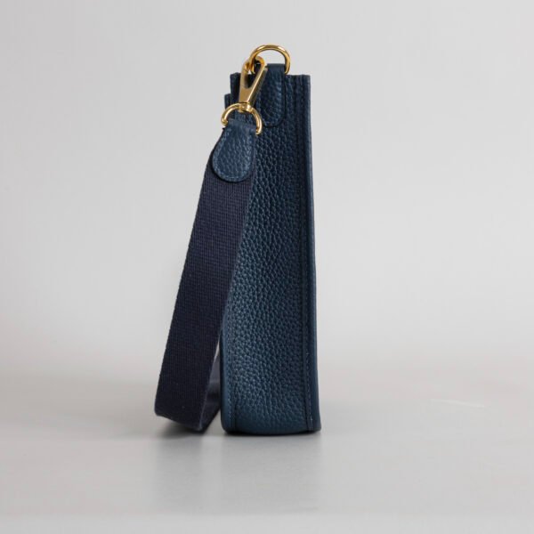 wsxc1747148305104_3 Full Handmade Hermes Mini Evelyne 18CM Clemence Leather CC37 Blue Saphir Gold Hardware