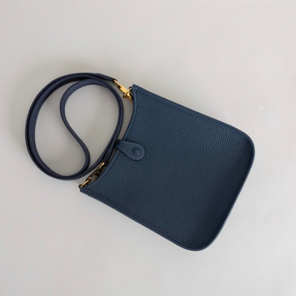 wsxc1747148305104_5 Full Handmade Hermes Mini Evelyne 18CM Clemence Leather CC37 Blue Saphir Gold Hardware