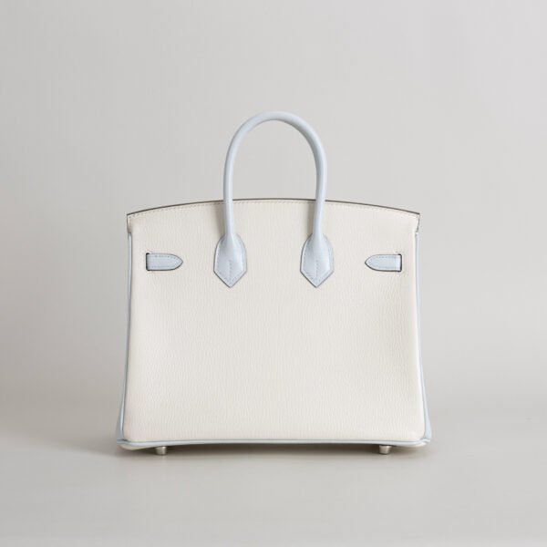 Special Order Hermes Birkin 25CM Chevre Leather 8L Beton / T0 Blue Brume Silver Hardware