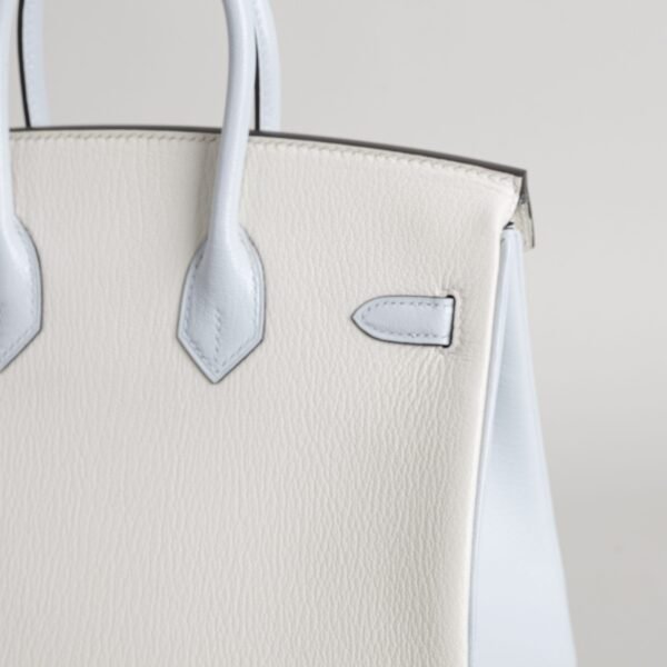 Special Order Hermes Birkin 25CM Chevre Leather 8L Beton / T0 Blue Brume Silver Hardware