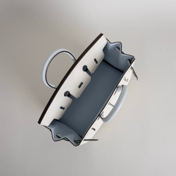 Special Order Hermes Birkin 25CM Chevre Leather 8L Beton / T0 Blue Brume Silver Hardware