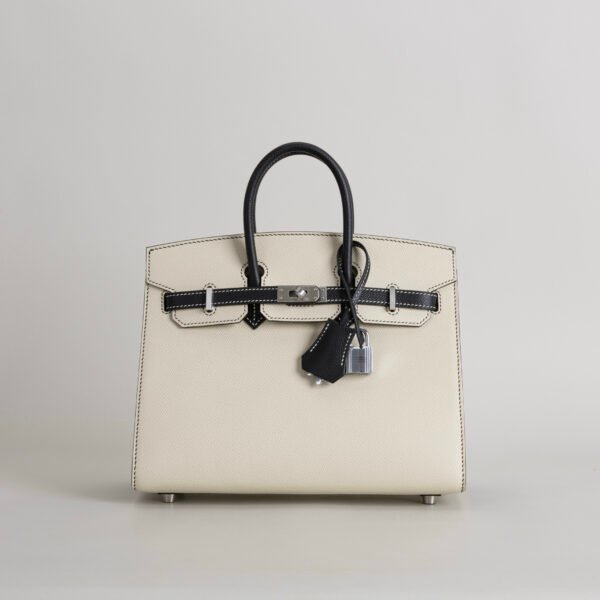 Special Order Hermes Birkin Sellier 25CM Epsom CK10 Craie / CK89 Noir Silver Hardware