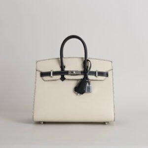 Special Order Hermes Birkin Sellier 25CM Epsom CK10 Craie / CK89 Noir Silver Hardware