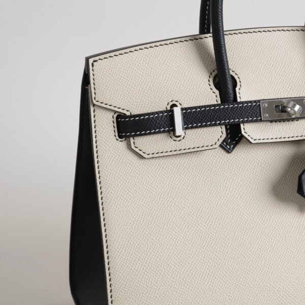 Special Order Hermes Birkin Sellier 25CM Epsom CK10 Craie / CK89 Noir Silver Hardware