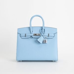 Hermes Bag Price Birkin Sellier 25CM Epsom Leather 7N Blue Celeste Silver Hardware