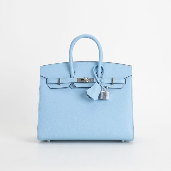 Hermes Bag Price Birkin Sellier 25CM Epsom Leather 7N Blue Celeste Silver Hardware