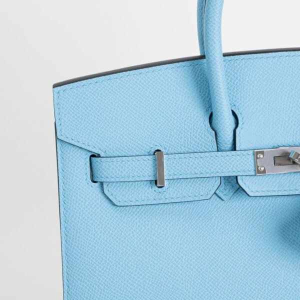 Hermes Bag Price Birkin Sellier 25CM Epsom Leather 7N Blue Celeste Silver Hardware