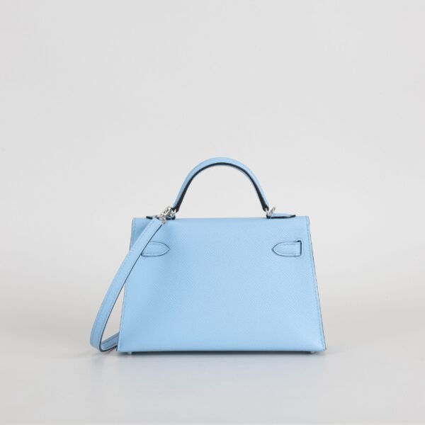 UAE Dubai Hermes 7N Celeste Epsom Leather Mini Kelly 19CM Silver Hardware