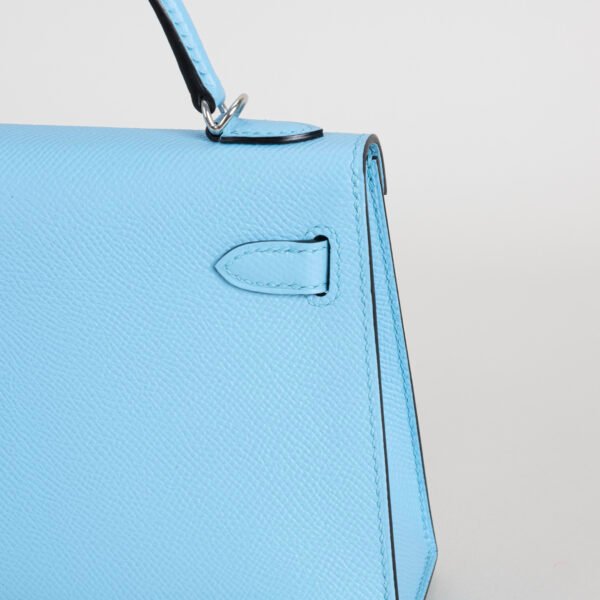 UAE Dubai Hermes 7N Celeste Epsom Leather Mini Kelly 19CM Silver Hardware