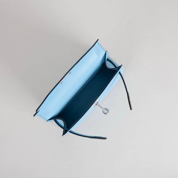 UAE Dubai Hermes 7N Celeste Epsom Leather Mini Kelly 19CM Silver Hardware