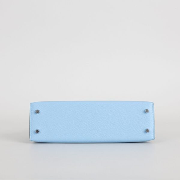 UAE Dubai Hermes 7N Celeste Epsom Leather Mini Kelly 19CM Silver Hardware