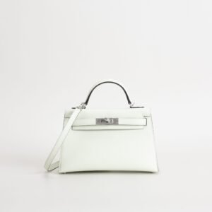 Hermes 0S Vert Fizz Epsom Leather Mini Kelly 19CM Silver Hardware