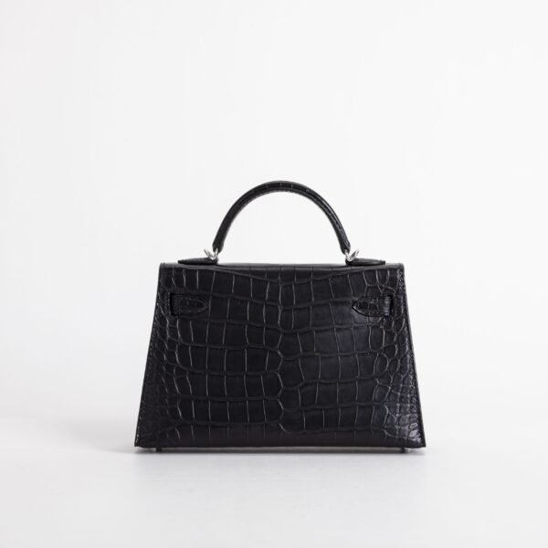 Hermes Bag Price CK89 Noir Matte Alligator Crocodile Mini Kelly 19CM Silver Hardware
