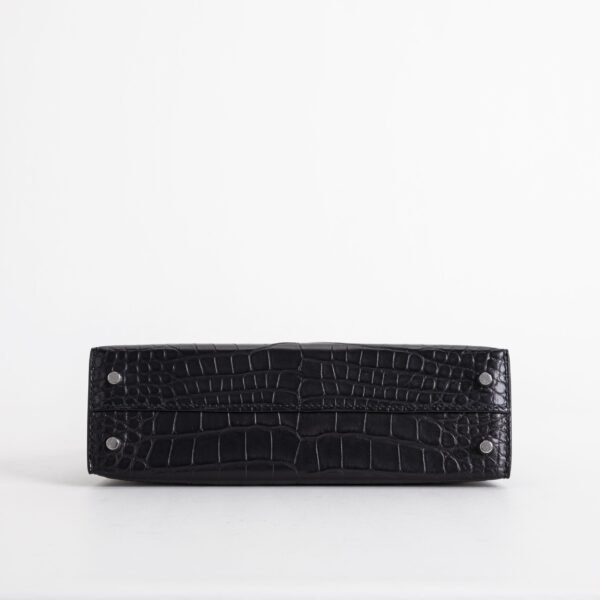 Hermes Bag Price CK89 Noir Matte Alligator Crocodile Mini Kelly 19CM Silver Hardware