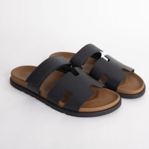 Handmade Hermes Shoes Epsom Chypre Sandals Black Size 34-44
