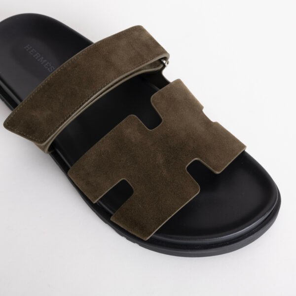 wsxc1749490405025_3 Handmade Hermes Chypre Men’s Sandals Suede Leather Vert Olive Size 34-44