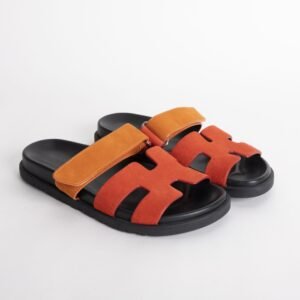 wsxc1749572995385_0-scaled-1 Handmade Hermes Suede Leather Chypre Sandals Orange Size34-42