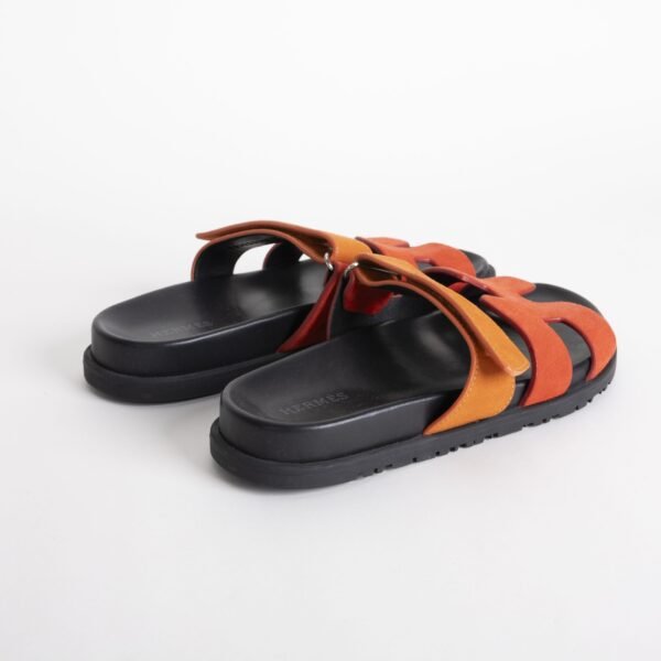 Handmade Hermes Suede Leather Chypre Sandals Orange Size34-42