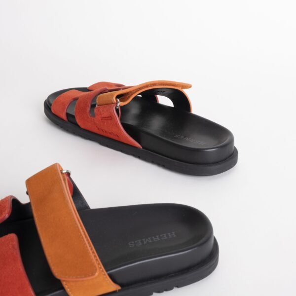 Handmade Hermes Suede Leather Chypre Sandals Orange Size34-42
