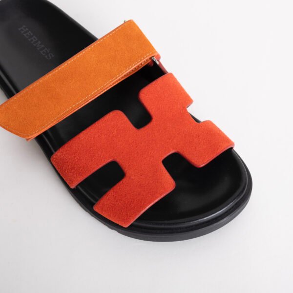 Handmade Hermes Suede Leather Chypre Sandals Orange Size34-42