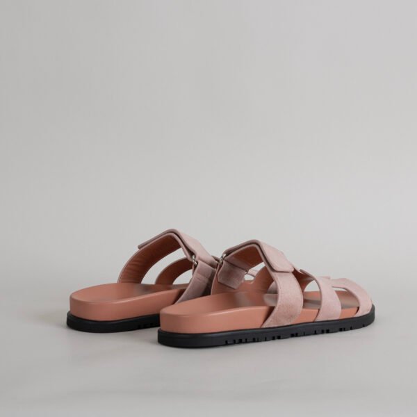 Handmade Hermes 3Q Rose Sakura Suede Leather Chypre Sandals Shoes 34-42