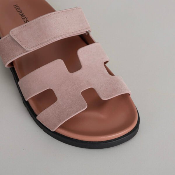 Handmade Hermes 3Q Rose Sakura Suede Leather Chypre Sandals Shoes 34-42