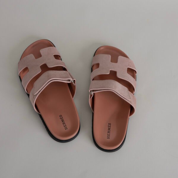 Handmade Hermes 3Q Rose Sakura Suede Leather Chypre Sandals Shoes 34-42