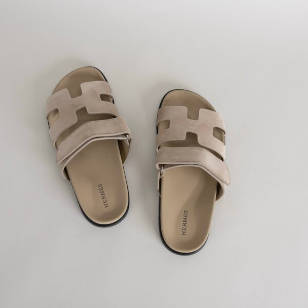 UK London Hermes Chypre Sandals Shoes 1F Argile Suede Leather Size34-42