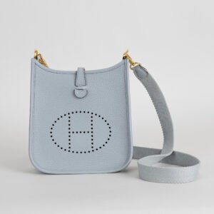 wsxc1750692910153_0 UK London Hermes Mini Evelyne 18CM Clemence Leather 8U Blue Glacier Gold Hardware