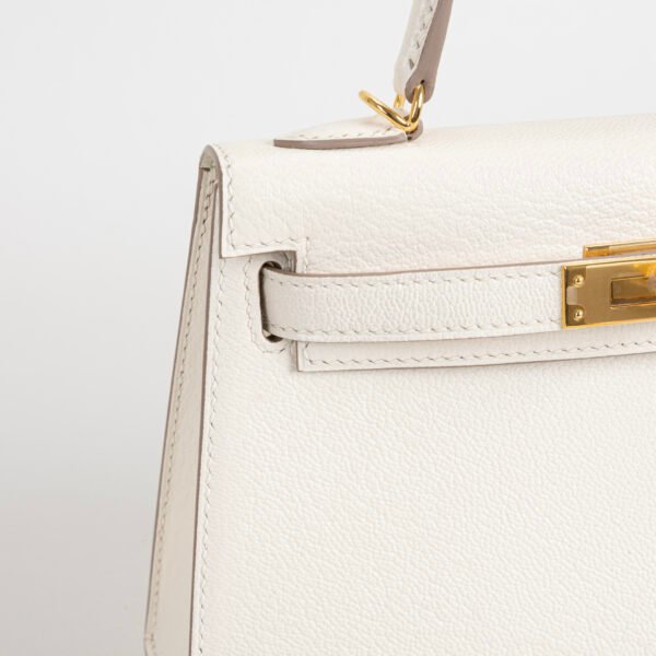 USA New York Chevre Leather Mini Kelly 19CM CC10 Craie Gold Hardware