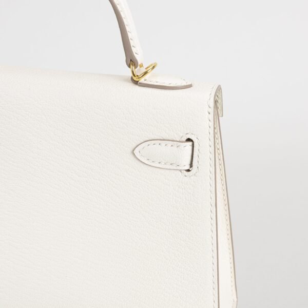 USA New York Chevre Leather Mini Kelly 19CM CC10 Craie Gold Hardware