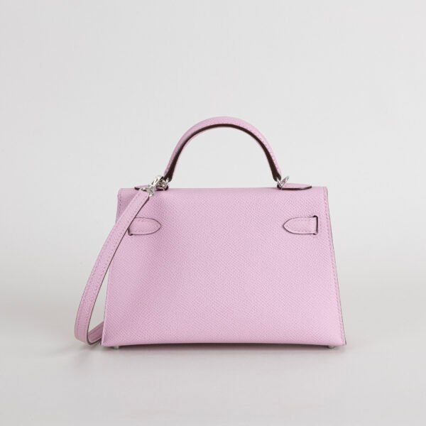 UK London Mini Kelly19CM Epsom Leather X9 Mauve Sylvestre Silver Hardware