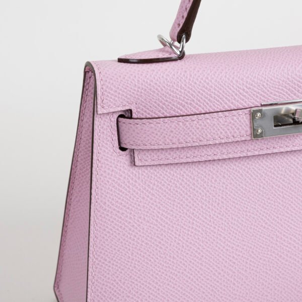 UK London Mini Kelly19CM Epsom Leather X9 Mauve Sylvestre Silver Hardware