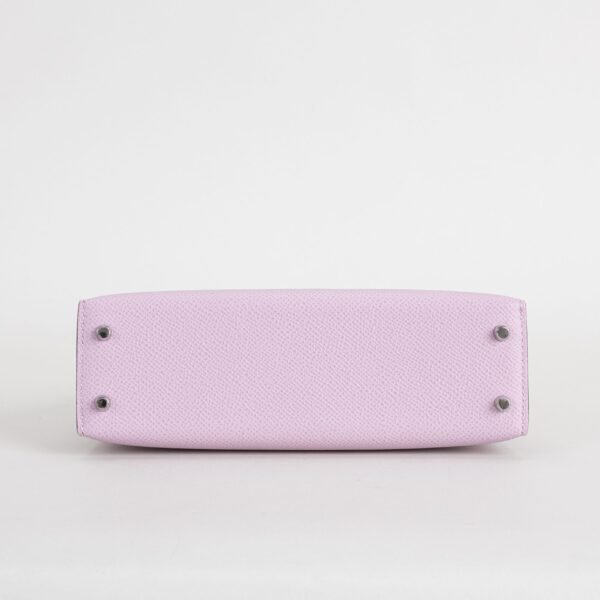 UK London Mini Kelly19CM Epsom Leather X9 Mauve Sylvestre Silver Hardware