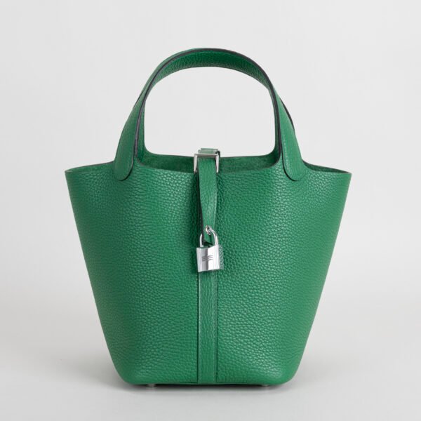 wsxc1754060432760_0-1 Full Handmade U4 Vert Vertigo Clemence Leather Picotin Lock 18CM Silver Hardware