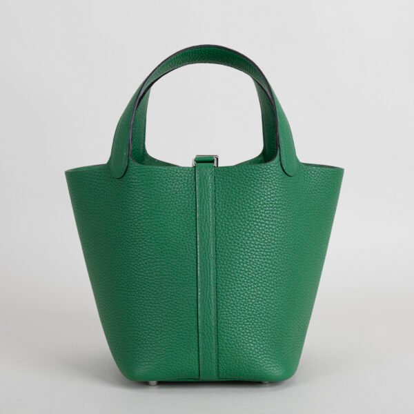 wsxc1754060433113_1 Full Handmade U4 Vert Vertigo Clemence Leather Picotin Lock 18CM Silver Hardware