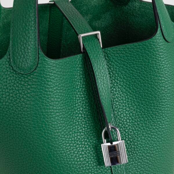 wsxc1754060434344_3 Full Handmade U4 Vert Vertigo Clemence Leather Picotin Lock 18CM Silver Hardware