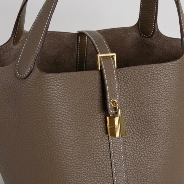 UK London Picotin 22CM Clemence Leather CC18 Etoupe Gold Hardware