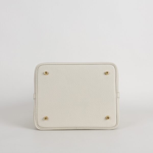 Full Handmade Clemence Leather Picotin 22CM CC10 Craie Gold Hardware