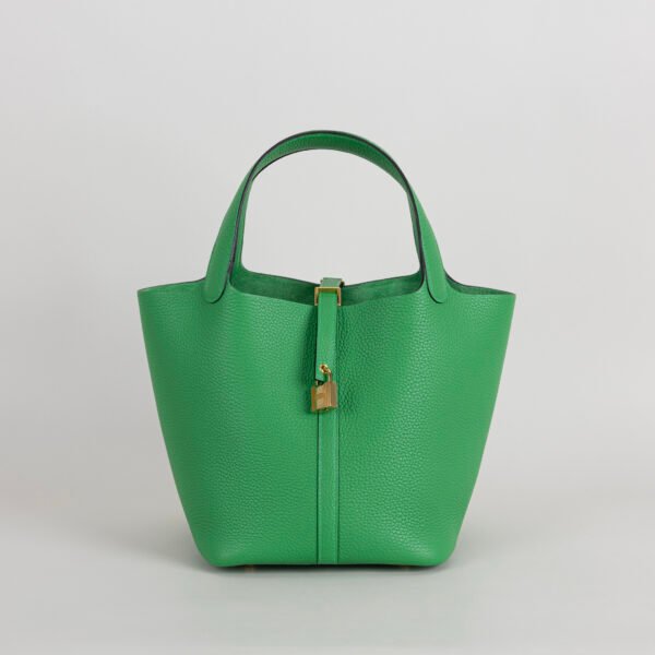 USA New York 1K Bambou Clemence Leather Picotin 22CM Gold Hardware