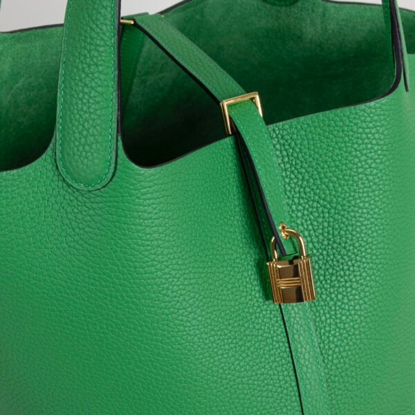 USA New York 1K Bambou Clemence Leather Picotin 22CM Gold Hardware