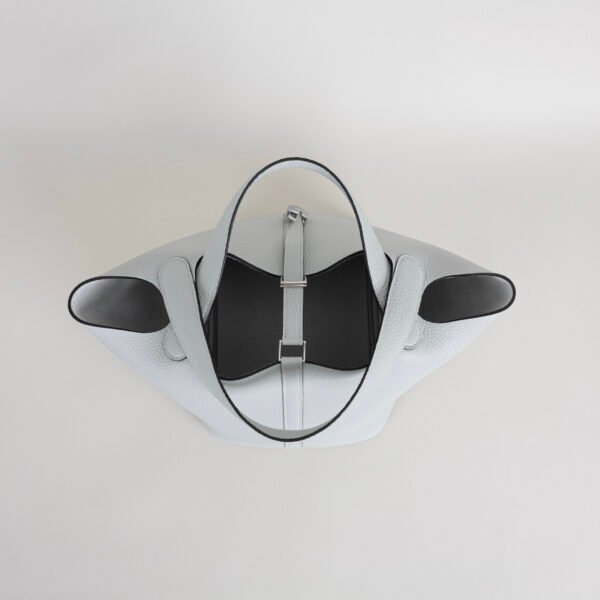 Women’s Tote Bag Picotin 22CM Clemence Leather 08 Blue Pale Silver Hardware