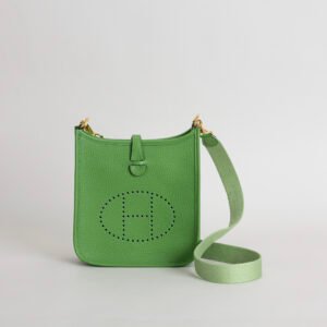 Women’s Shoulder Bag Mini Evelyne Clemence Leather 3I Vert Criquet Gold Hardware