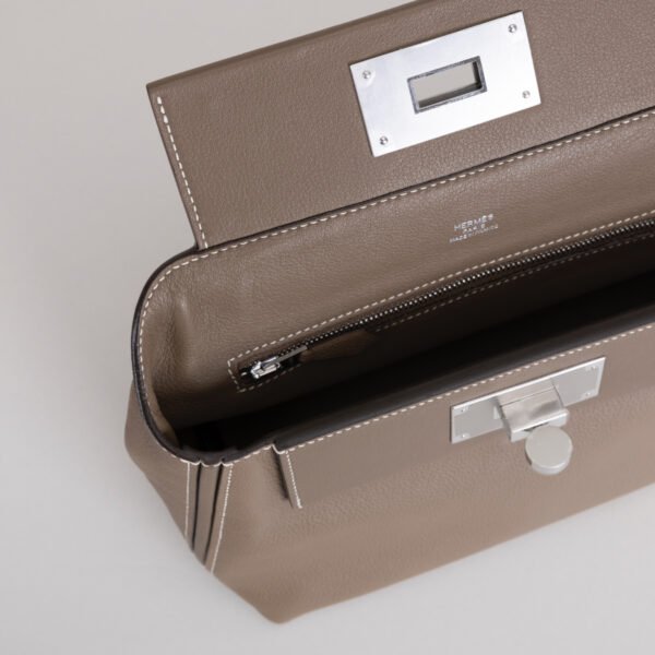 USA Washington Kelly 2424 Mini CK18 Etoupe Evercolor / Swift Leather Silver Hardware